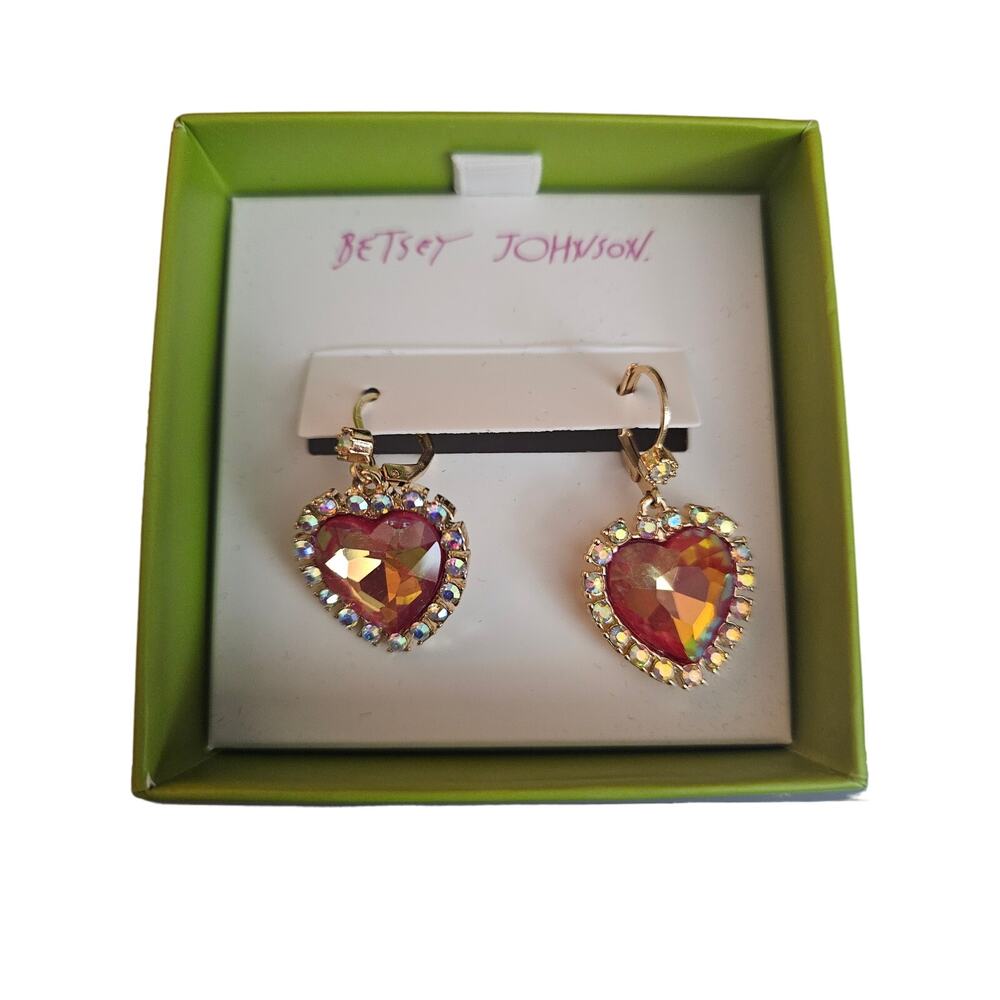 Betsey Johnson Heart Drop Earrings